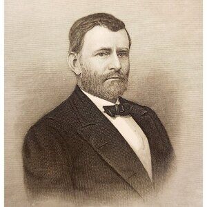 1884 President Ulysses S Grant Steel Engraving Victorian Wellstood Blaine DWSS7
